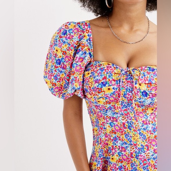 NWT For Love & Lemons Sasha Mini Dress Blue Dizzy Floral - Picture 3 of 9